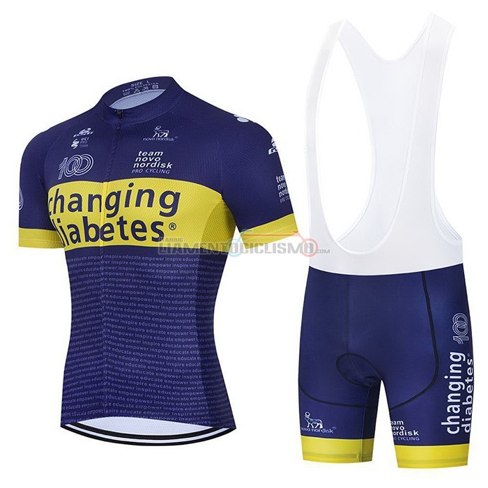 Abbigliamento Ciclismo Novo Nordisk Manica Corta 2021 Blu Giallo